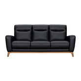 83" Black And Brown Leather Sofa